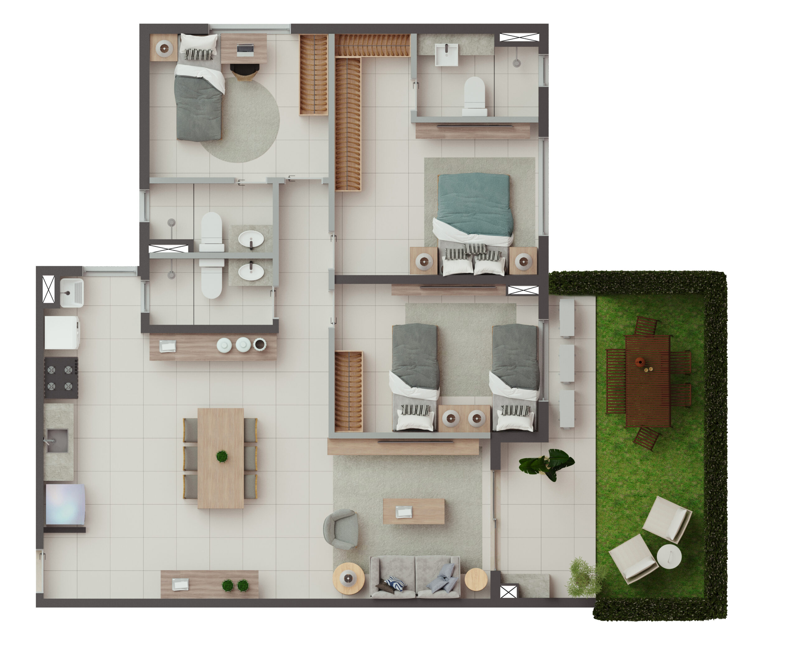 Apto 94m² garden