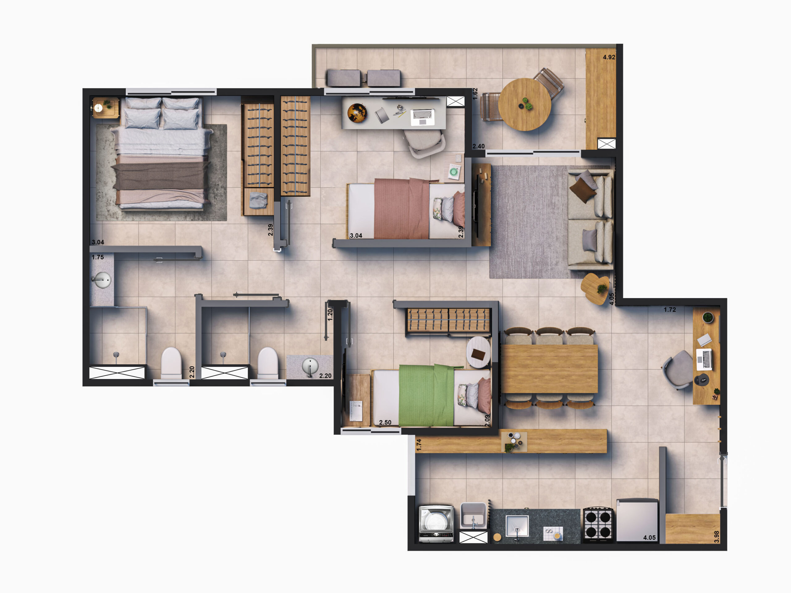 Planta apartamento tipo 3Q