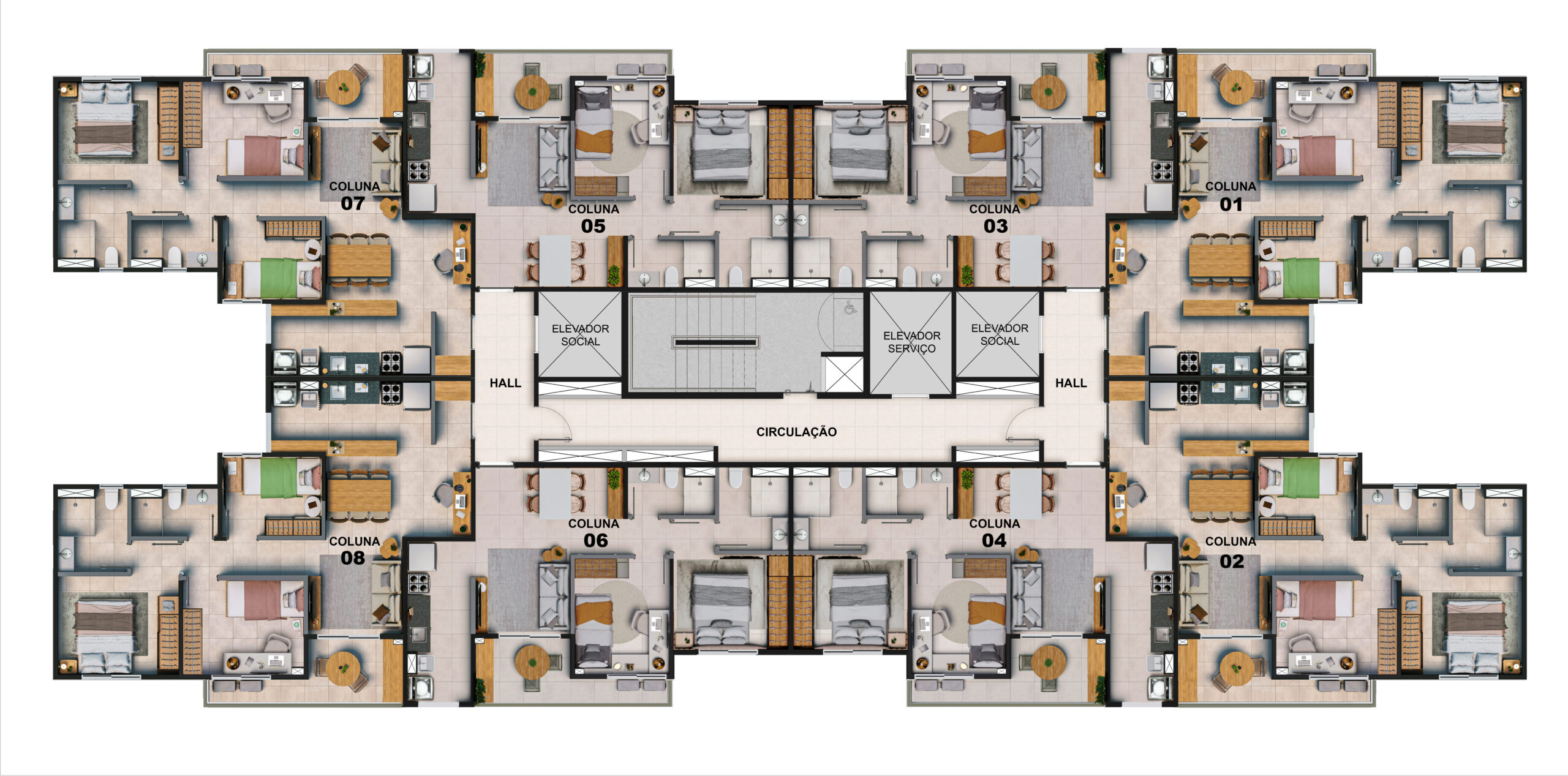 Planta pavimento tipo Torre 2 e 3